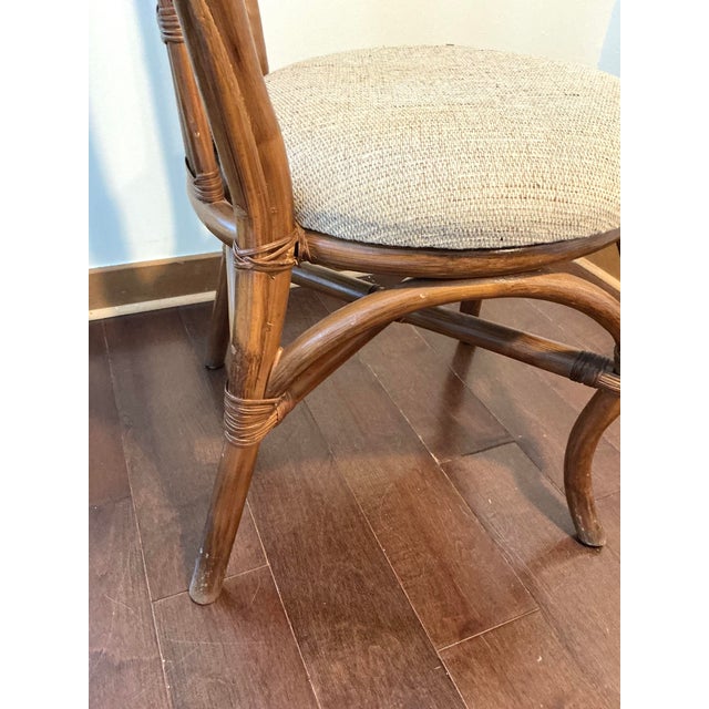 Vintage Coastal Boho Rattan Fan-Back Side Chair For Sale - Image 13 of 17