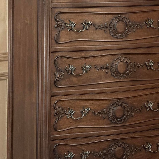 Wood Louis XV Style French Solid Walnut Chiffoniere For Sale - Image 7 of 18