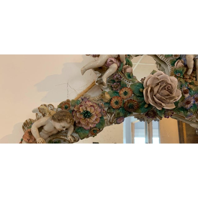 German Mirror with Candlesticks in Polychrome Porcelain For Sale - Image 15 of 17