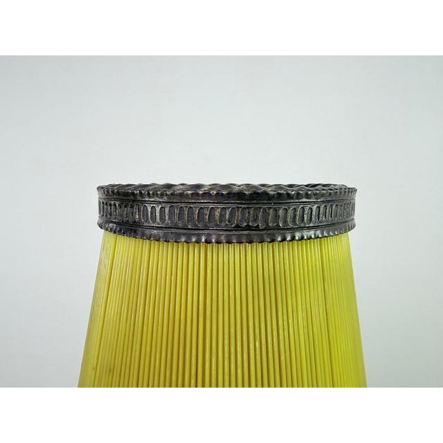 Brutalist Scoubidou Floor Lamp in Iron and Yellow Plastic, 1970s For Sale - Image 4 of 11