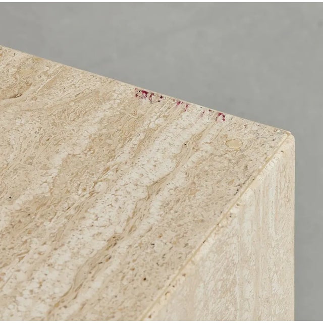 Pair of Travertine Post Modern Side Tables For Sale - Image 4 of 8