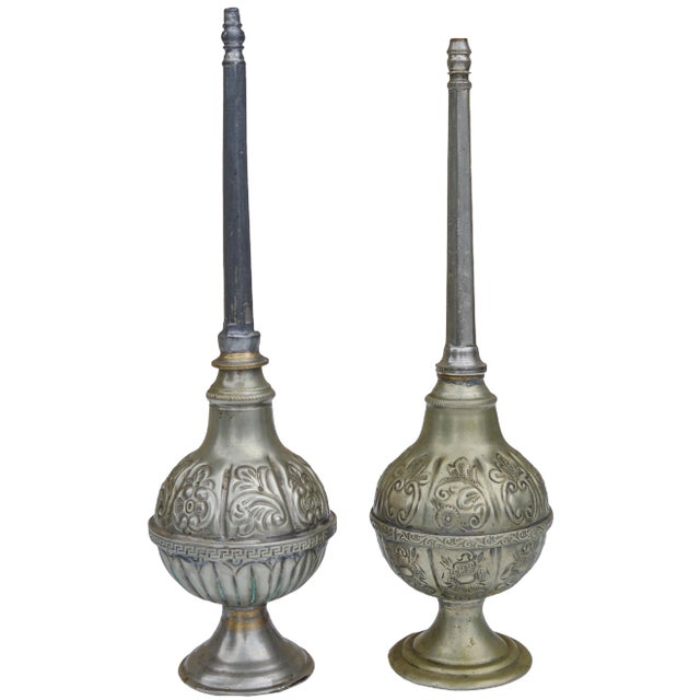 Early 20th Century Moorish Silver-Tone Perfume Bottles- Set of 2 For Sale