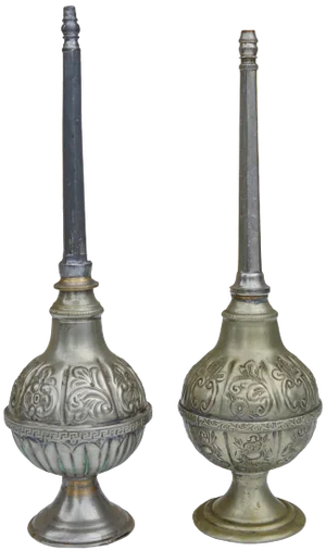 Early 20th Century Moorish Silver-Tone Perfume Bottles- Set of 2