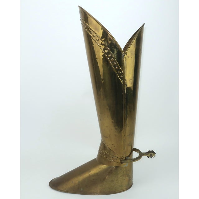 Vintage English Brass Boot Umbrella Stand For Sale - Image 10 of 14