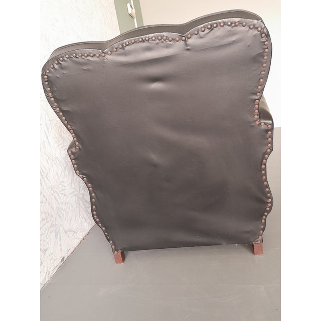 1920s Art Deco Club Chair in Black Leather and Wood, France, 1920s-1940s For Sale - Image 5 of 10