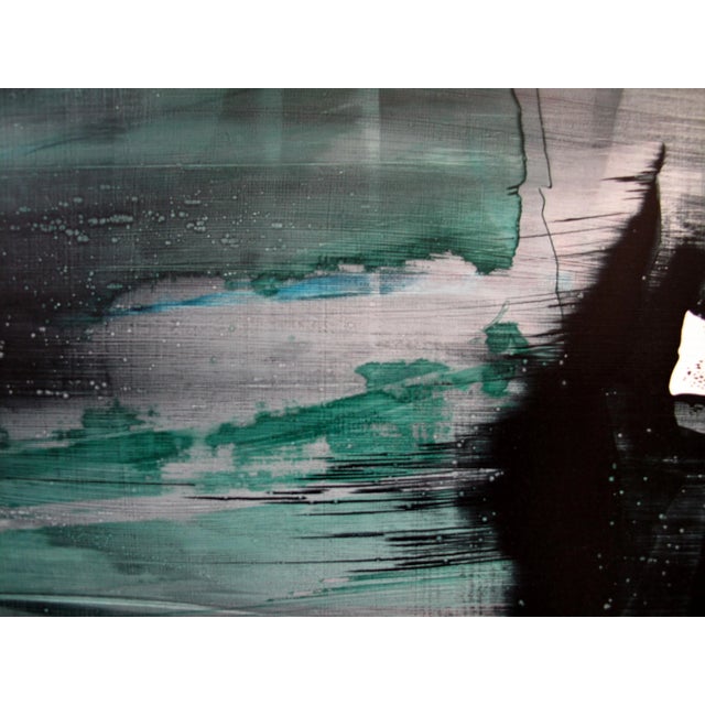 2020s Contemporary Abstract Acrylic and Pigments on Lacquered Canvas Painting "Land" by Emma Godebska For Sale - Image 5 of 6