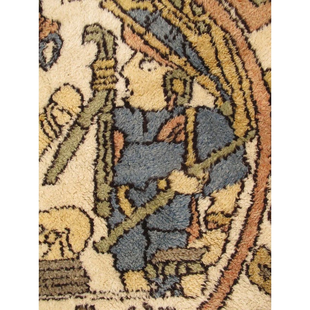 Tribal Large Vintage Hand Knotted Circular Rug in Tribal Design For Sale - Image 3 of 8