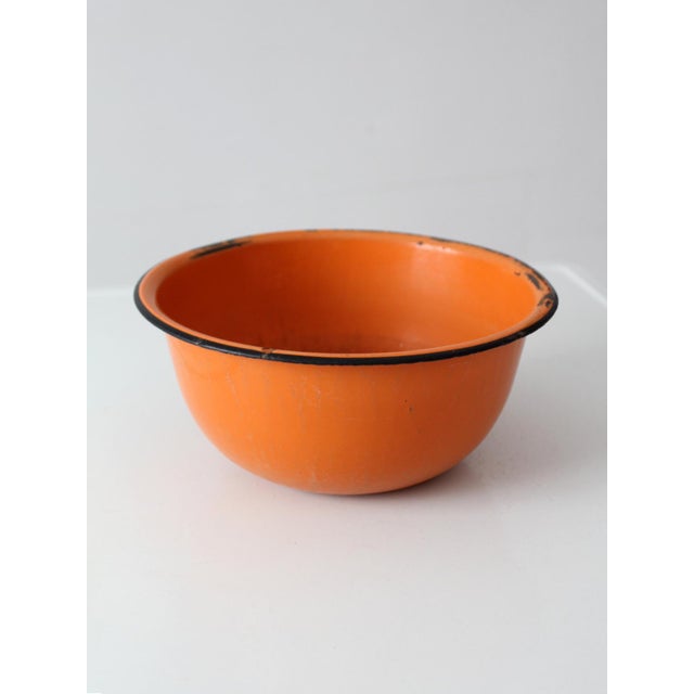 Mid 20th Century Orange Enamelware Bowl For Sale - Image 4 of 13