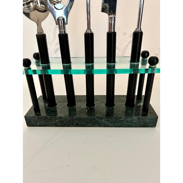 Barware Set in a Customized Marble & Glass Stand - 6 Pieces For Sale - Image 10 of 12