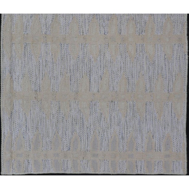 Textile Modern Scandinavian Flat Weave Rug With Subtle Geometric Patterns in Soft Ivory and Muted Gray 3'0 X 5'5 For Sale - Image 7 of 9