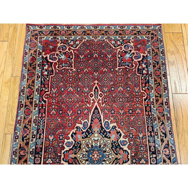 Vintage Persian Bidjar Gallery Rug, Hand-Knotted Wool, Geometric Medallion Pattern, Red & Navy, 5x9 For Sale - Image 10 of 17
