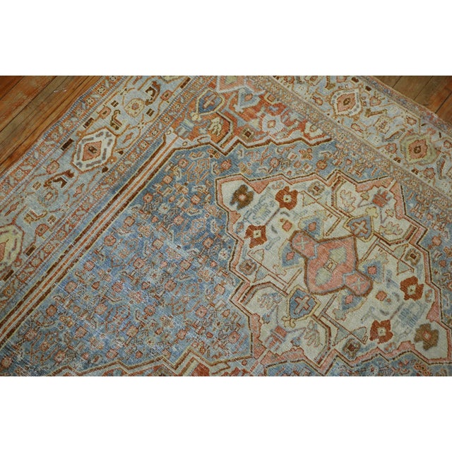 19th Century Sky Blue Antique Senneh Rug 4'7'' X 6'6'' For Sale - Image 12 of 13