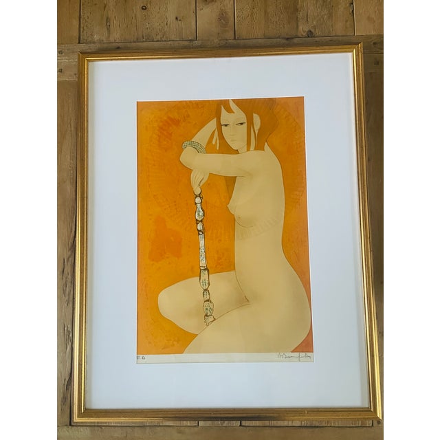 Orange 1981 Hand-Signed Lithograph Ea by Alain Bonnefoit | Large Framed French Figurative Nude | Artist’s Proof For Sale - Image 8 of 9