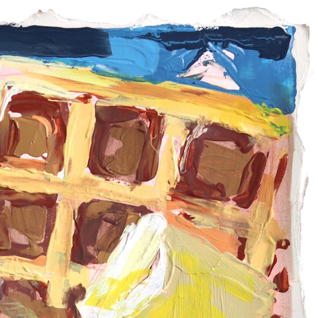 Contemporary Leggo My Square Eggo - Original Blue and Gold Contemporary Mixed Media Work on Paper by Kellie Newsome For Sale - Image 3 of 7