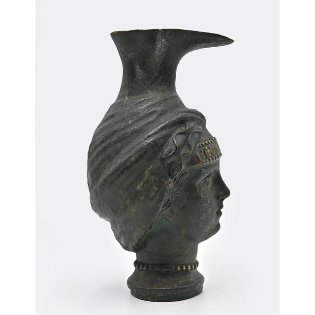 Bronze Jug Sculpture with Female Head Design, Early 20th Century For Sale - Image 3 of 8