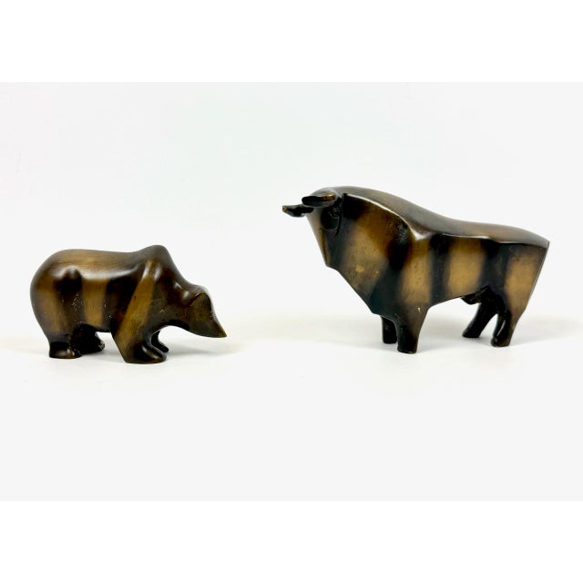 Vintage Bronze Bull and Bear Figurines by Reinhard Dachlauer, Germany, 1980s, Set of 2 For Sale - Image 4 of 16