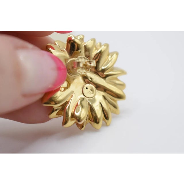 14k Gold Sunflower Earrings, A Pair For Sale - Image 10 of 13
