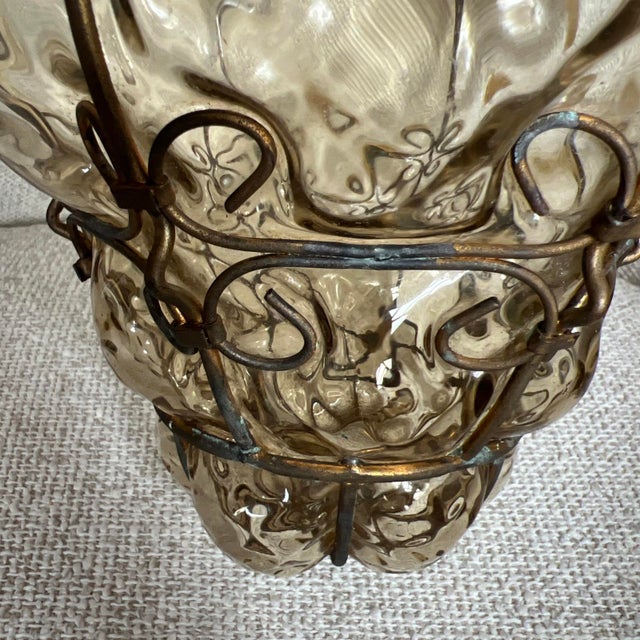 Seguso Seguso Murano Hand-Blown Glass Lantern With Sculptural Metal Cage 1930s to 1950s For Sale - Image 4 of 17