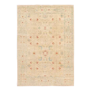 Handmade Beige Modern Sultanabad Wool Rug