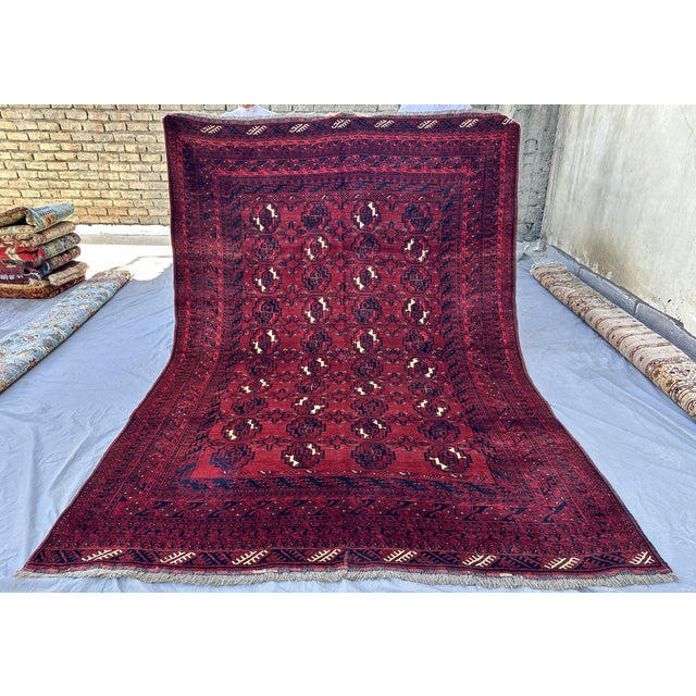 Red Tekke Bokhara Hand-Knotted Wool Rug - 6'10" X 9'8" For Sale - Image 6 of 12