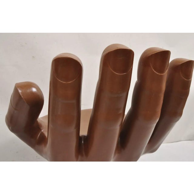 Late 20th Century Vintage Mid Century Modern 1980s Brown Molded Plastic Hand Chair For Sale - Image 5 of 12