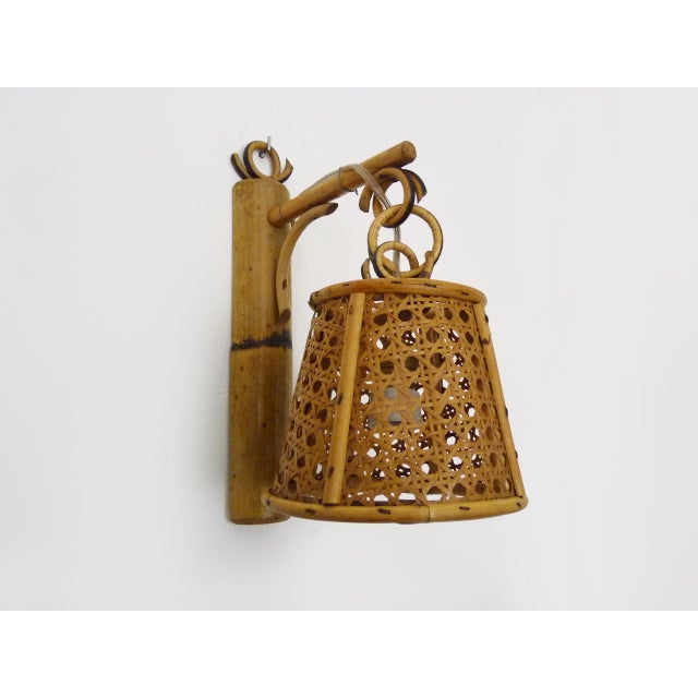 Lantern Wall Lights in Rattan and Canework, 1960s For Sale - Image 6 of 10