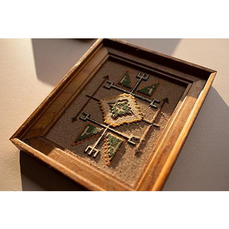 Wood Mid 20th Century Southwestern Framed Sand Paintings - Pair For Sale - Image 7 of 10