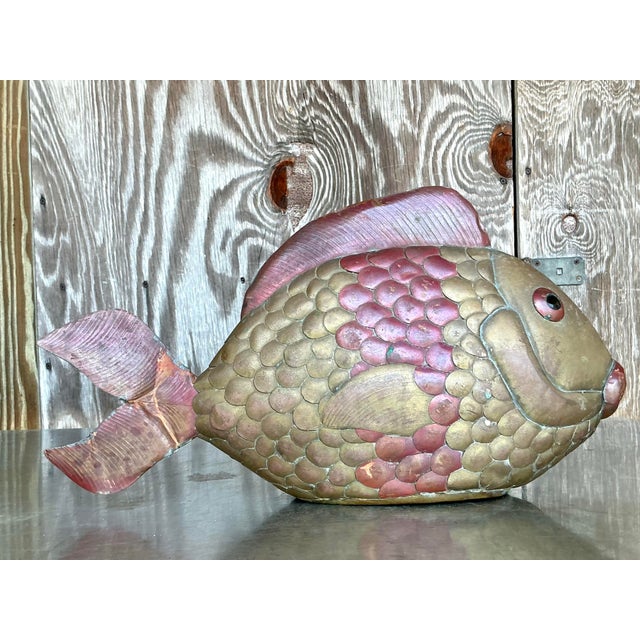Vintage Boho Brass Fish After Sergio Bustamante For Sale - Image 9 of 12