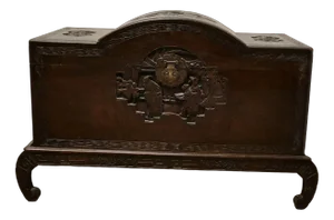 Art Deco Oriental Carved Camphor Wood Chest, 1920s