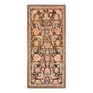 1890s Brown Tribal Herati Antique Persian Malayer Rug 3' X 6'5" Handknotted Wool Carpet For Sale