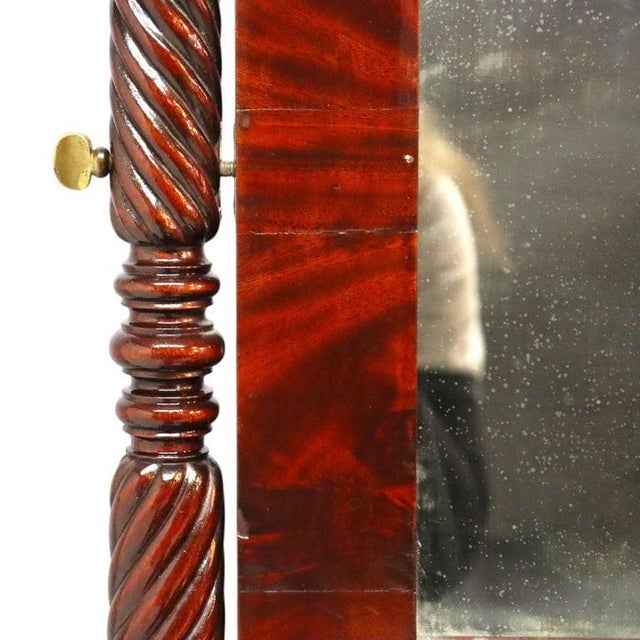 Early 19th Century Sheraton Carved Mahogany 3 Drawer Dressing Table With Barley Twist Legs & Mirror For Sale - Image 6 of 16