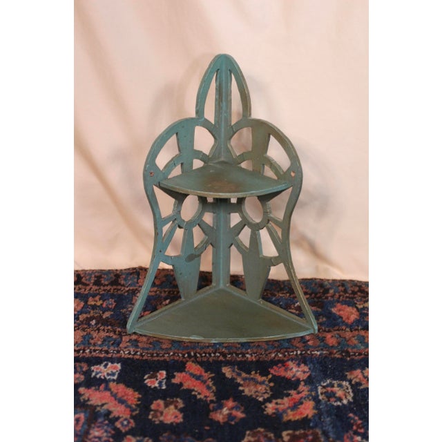 1930s Folk Art Green and Gold Scroll Shelf For Sale - Image 9 of 13