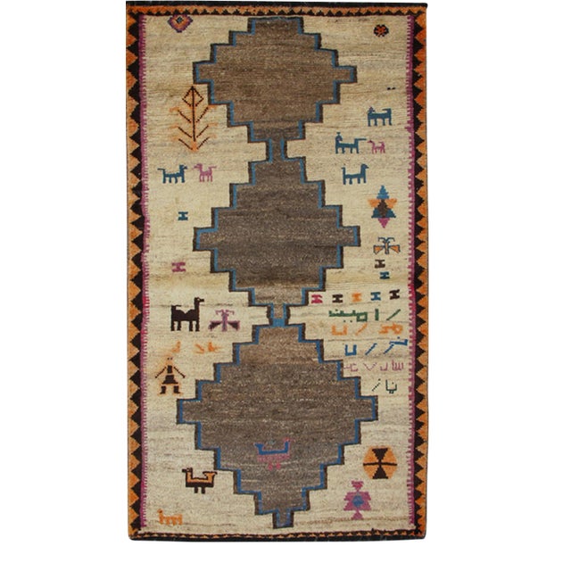 Vintage Gabbeh Rug With Tribal Design of Medallions and Tribal Figures For Sale