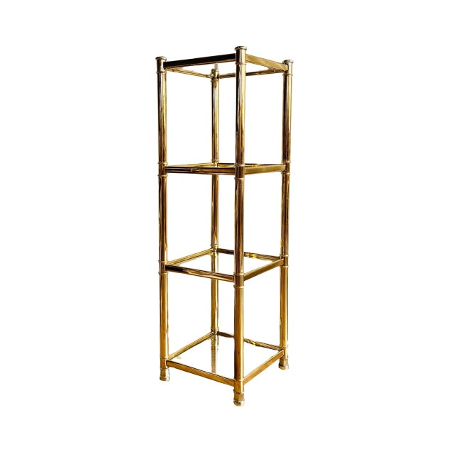 Brass-Plating & Glass Four-Tier Shelf, 1970s For Sale - Image 10 of 10