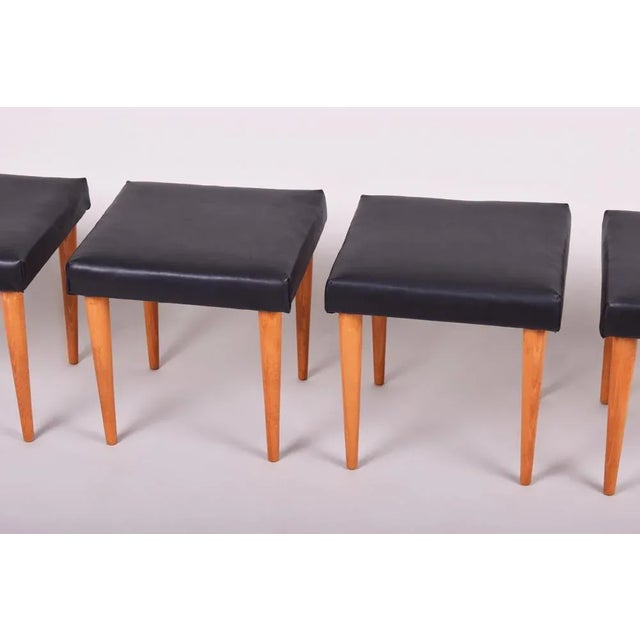 Mid-Century Foot Stools in Beech, 1950s, Set of 4 For Sale - Image 4 of 6