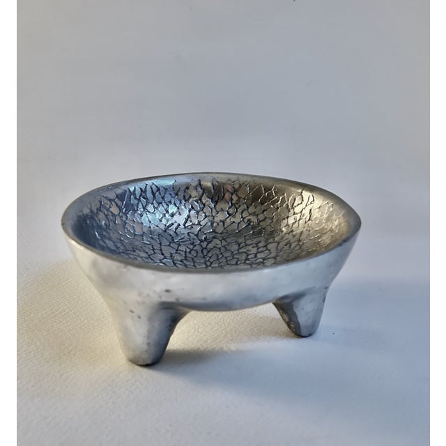 Vintage Mexican Footed Hammered Pewter Bowl For Sale - Image 14 of 14