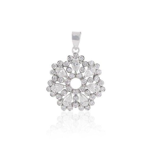 Moissanite Open Center Snowflake Flower Pendant in Solid Silver For Sale - Image 10 of 14