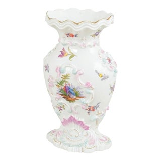 19th Century Porcelain Vase with Relief Decoration and Fête Galante Scenes from Meissen For Sale