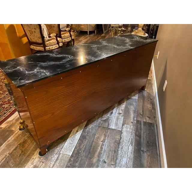 John Widdicomb Vintage John Widdicomb Empire Style Dresser Faux Marble For Sale - Image 4 of 8