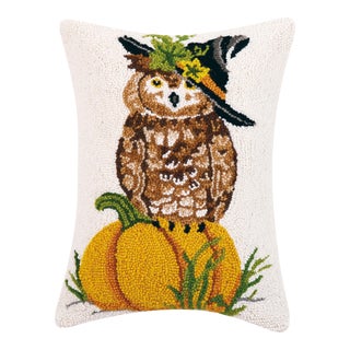 Owl Pumpkin Hook Pillow 14" x 20" For Sale