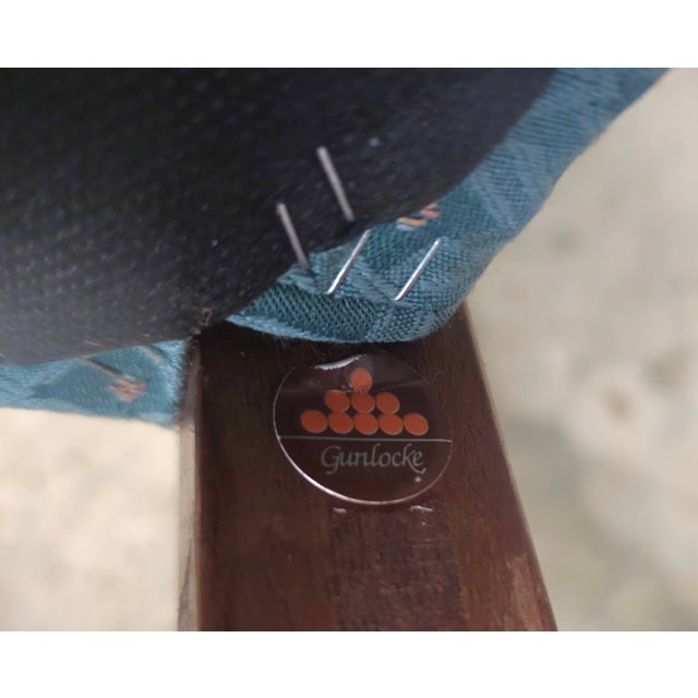 Modern Pair Late 20th Century Gunlocke Oak and Upholstered Armchairs For Sale - Image 3 of 7