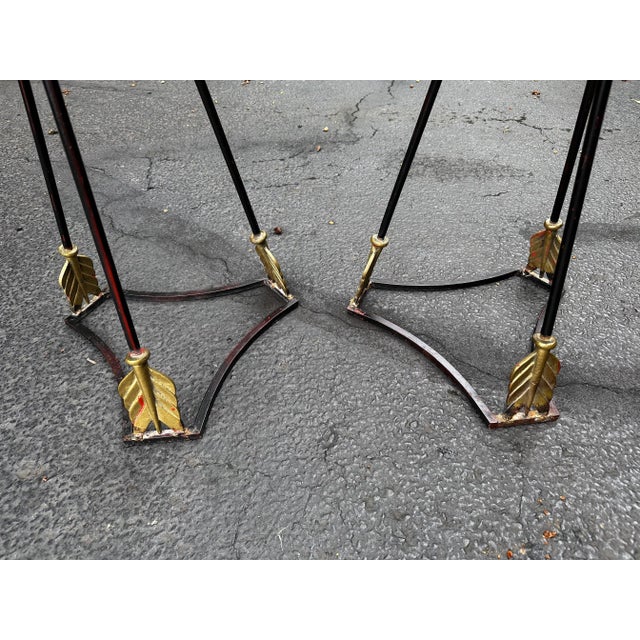 Pair of Empire Metal and Gilt 'Bow & Arrow' Plant Stands For Sale - Image 9 of 12