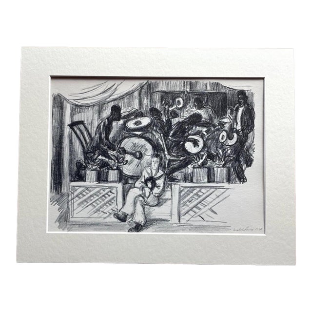 Vintage 1939 Print in 11x14 Mat, Ready to Frame: Waldo Pierce, "Negro Band" For Sale