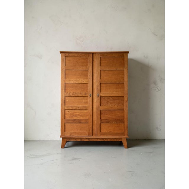 French Modernist Oak Armoire by René Gabriel, 1940s, in Flawless conditions. Designed 1920 to 1949 This piece has an...