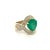 Art Deco Vintage 5 Carat Pear Cut Emerald Crossover Double Split Shank 14K Gold Ring, Size 7.5 For Sale - Image 3 of 7