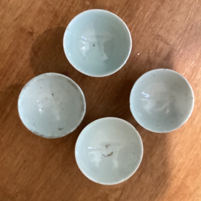 Chinese Antique 4pc. Assorted Chinese Blue & White Porcelain Tea Bowls/Rice Cups W/Makers' Marks on the Base For Sale - Image 3 of 12