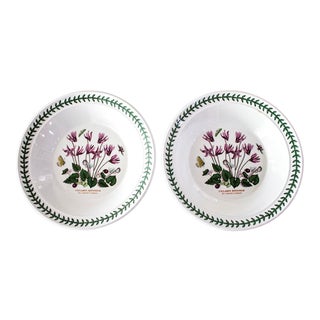 Pair Portmeirion Botanic Garden Rimmed Soup Bowls - Bellis Perennis Daisy For Sale