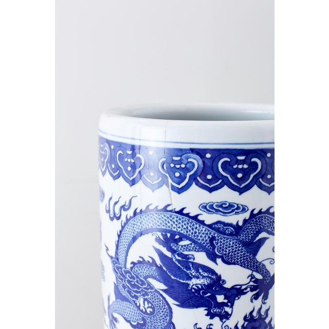 Chinese Blue and White Porcelain Umbrella Holder Chairish