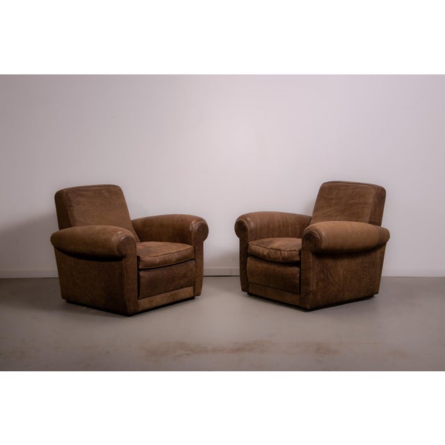 Mickey Chairs in Nabuk Camel Leather by Baxter, 1998, Set of 2 For Sale - Image 14 of 14