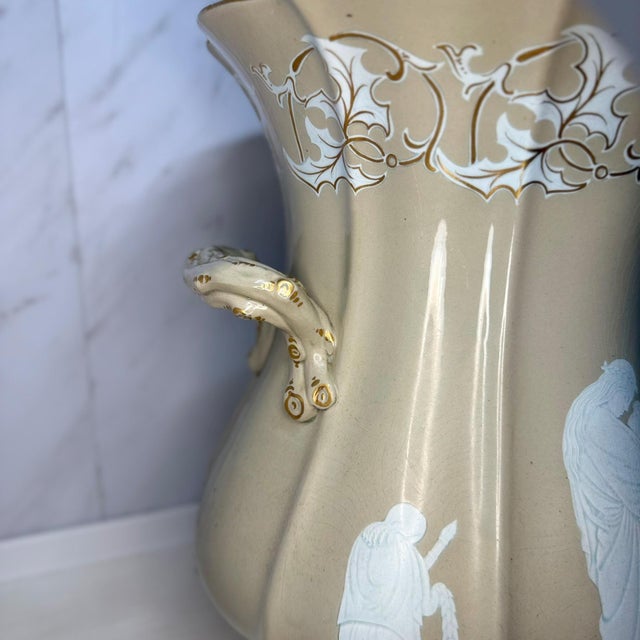 Victorian Victorian Samuel Alcock Stoneware & Gilt Slop Jar (C. 1850) For Sale - Image 3 of 10